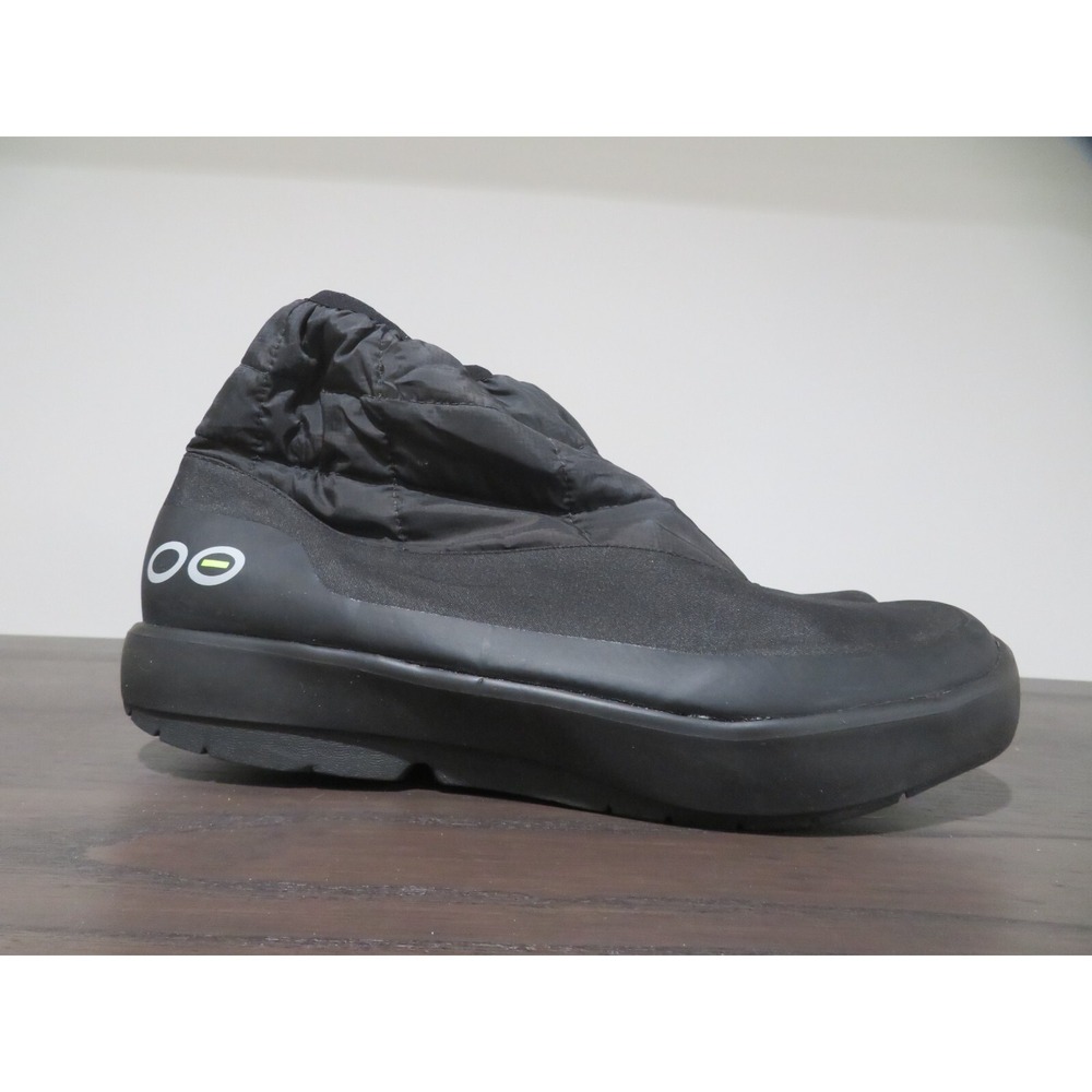 Oofos OOmg Bootie Mens 14 Boots Black Shoes Ankle Recovery Pull On Nylon